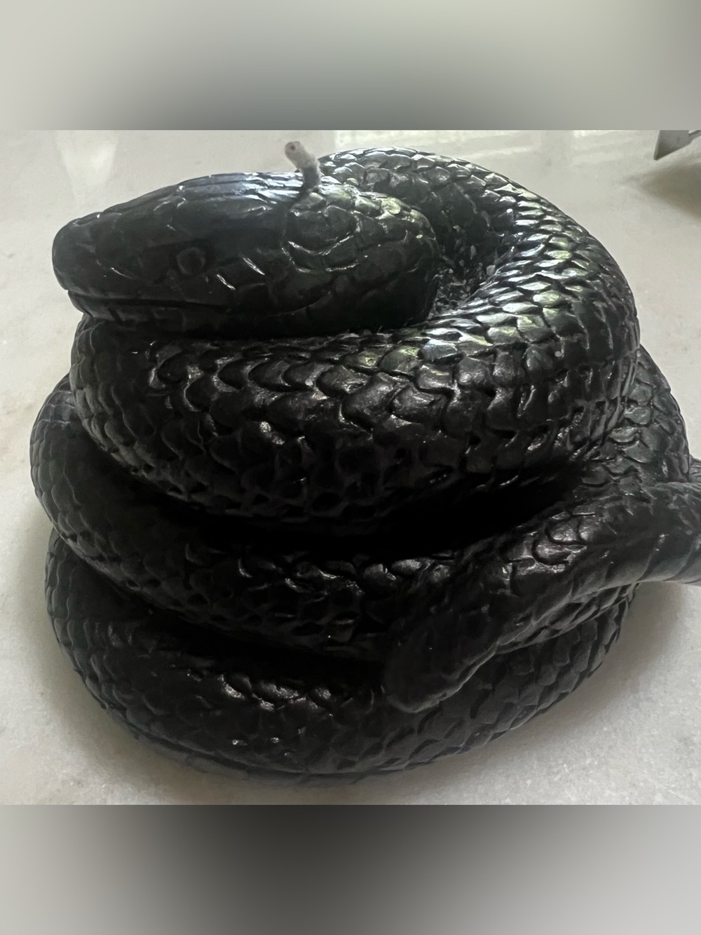 Enchanted Black Coiled Snake Candle Gothic Halloween Wicca - Picture 8 of 9
